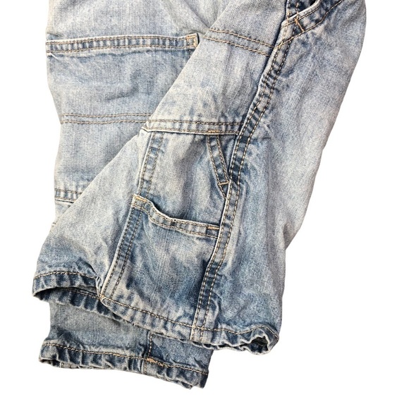 Osh Kosh carpenter shortalls denim engineer stripe straps 5T - Picture 4 of 8